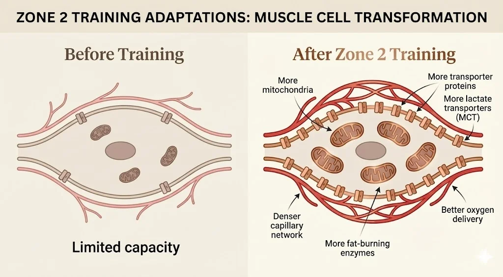 Zone 2 training adaptations in muscle cells