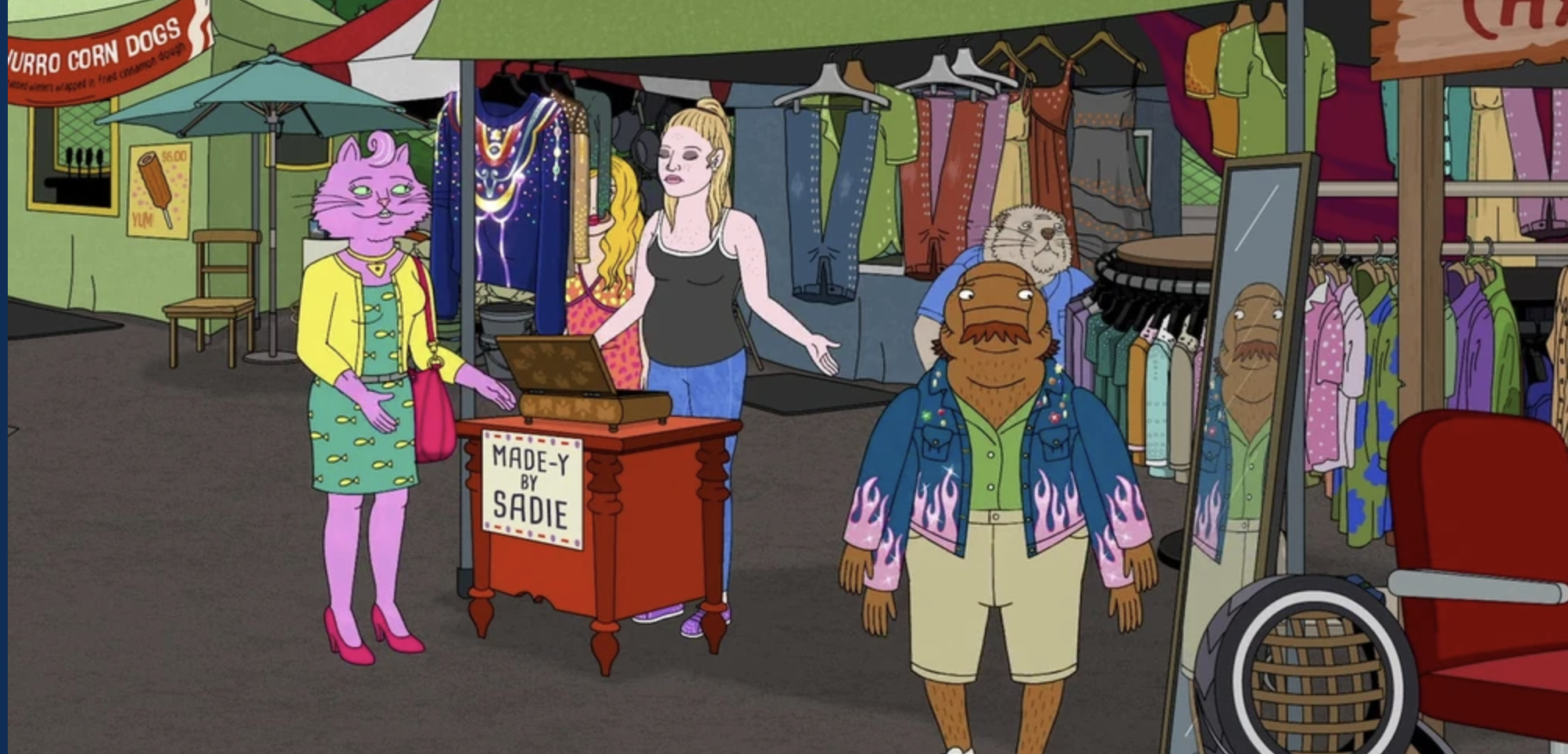 BoJack Horseman flea market scene